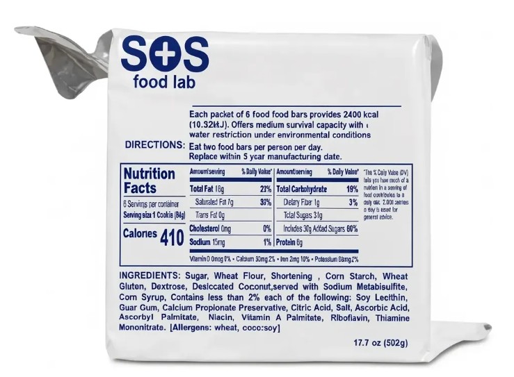 Barras De Cereal SOS Food Labs Sabor Neutro 84 G 2400kcal raciones de emergencia