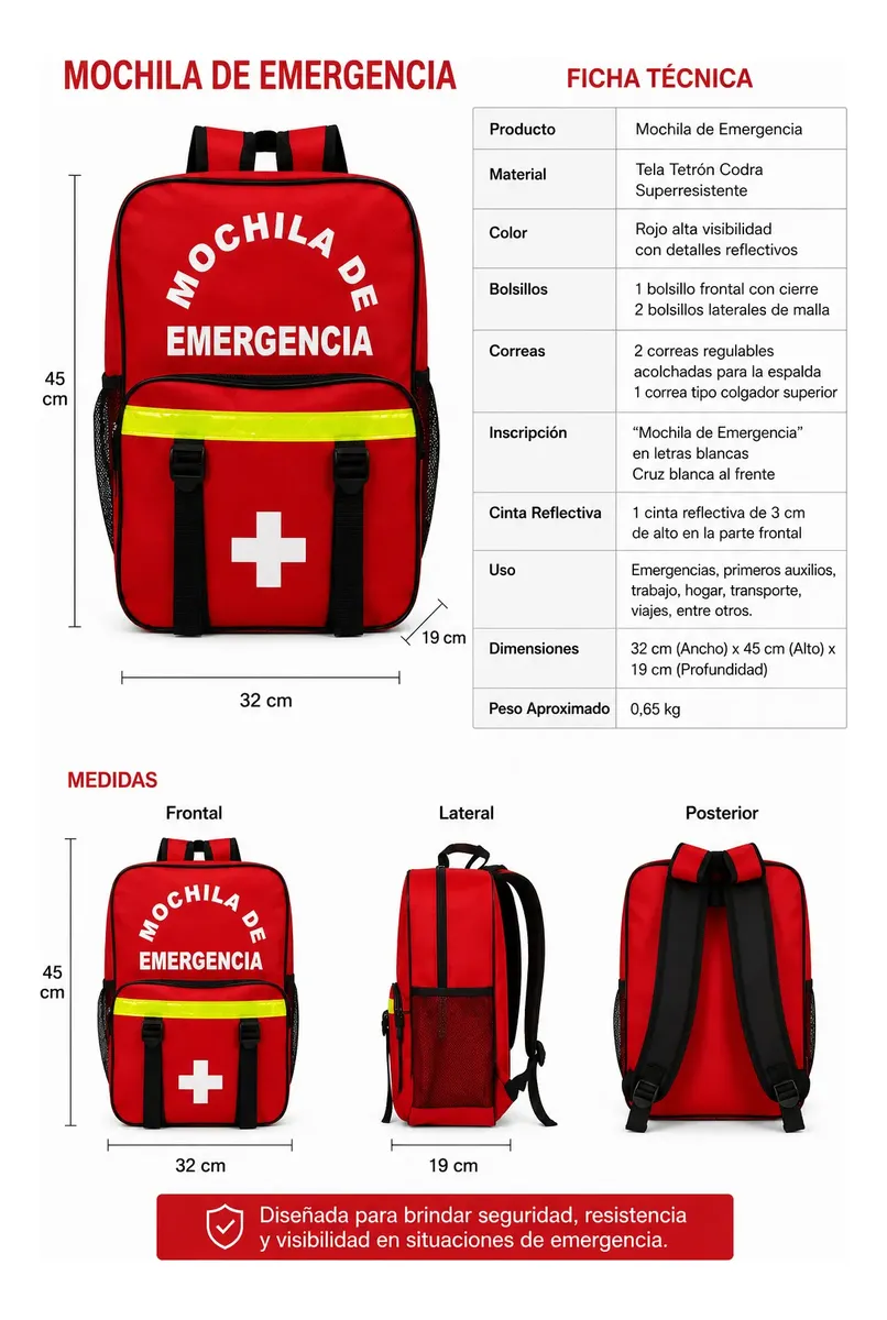 Mochila de emergencia H.ero - Z01 rojo - Imagen 4