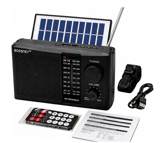 Radio Portátil Bossney Bs-r8009bas Solar Bluetooth Am/fm/sw1