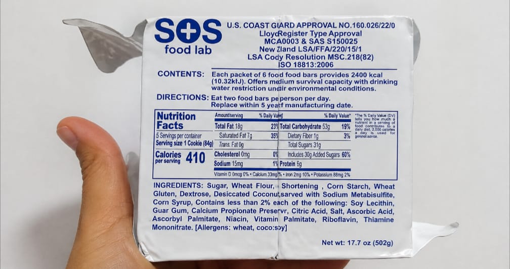 Barras De Cereal SOS Food Labs Sabor Neutro 84 G 2400kcal raciones de emergencia - Imagen 4
